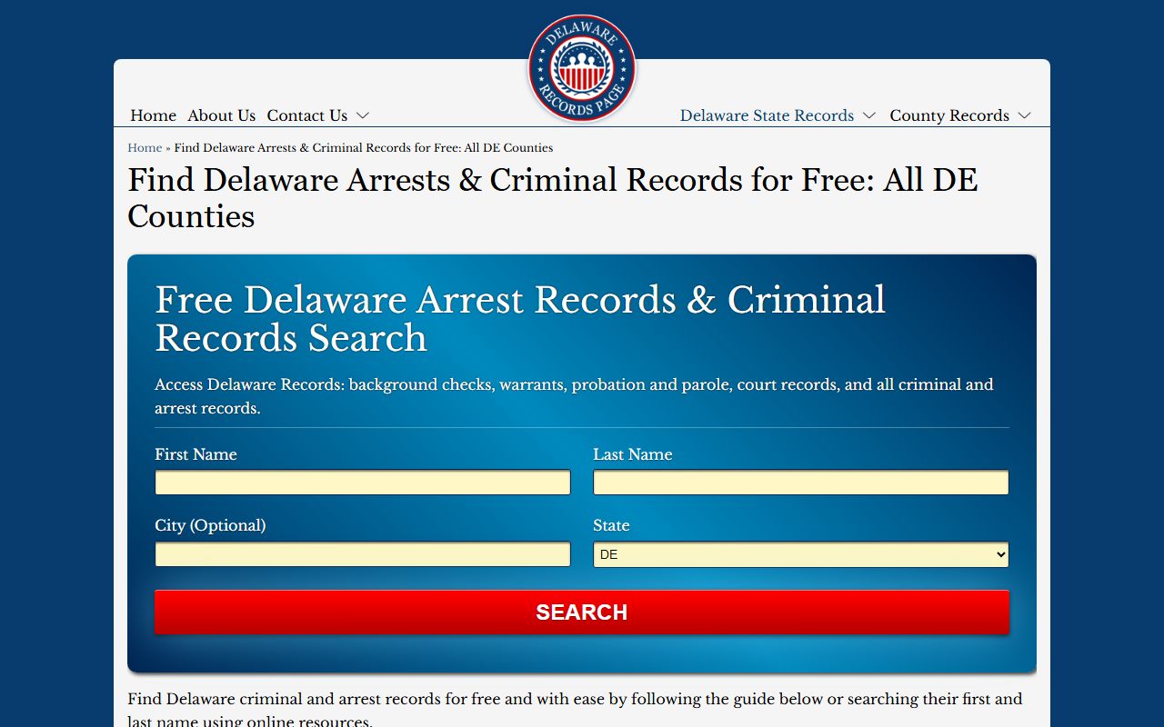 Delaware City Criminal Court Records public records directory