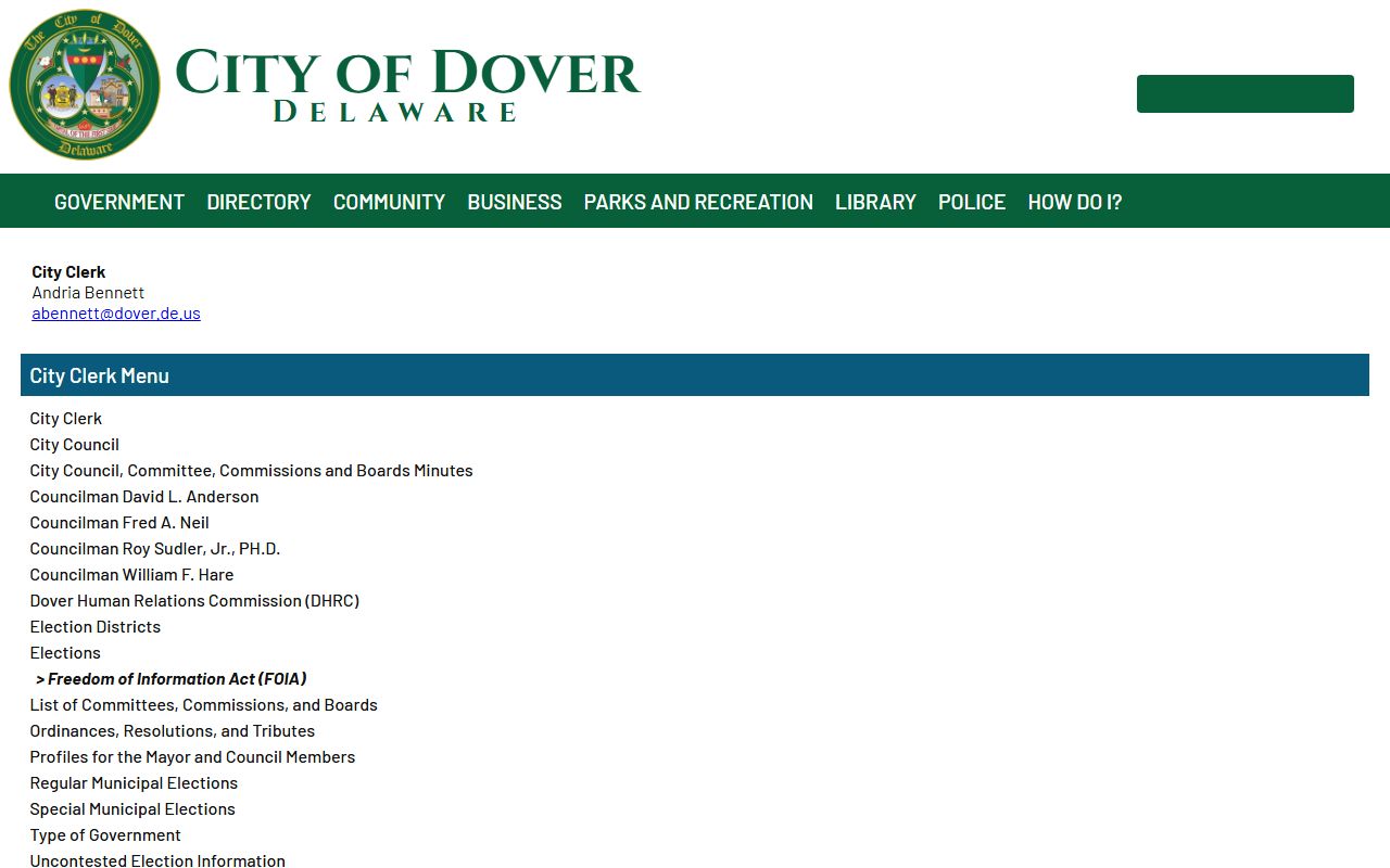 Dover Criminal Court Records City of Dover FOIA request portal