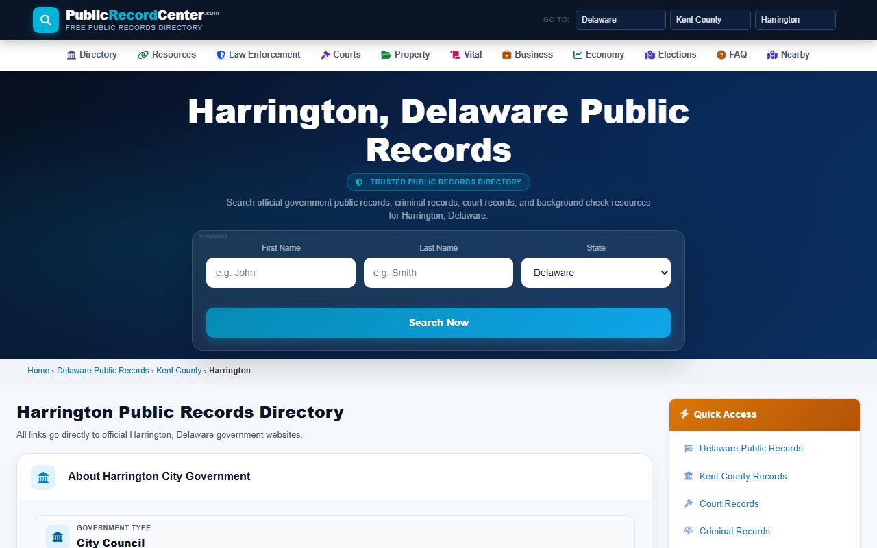 Harrington Criminal Court Records public records directory