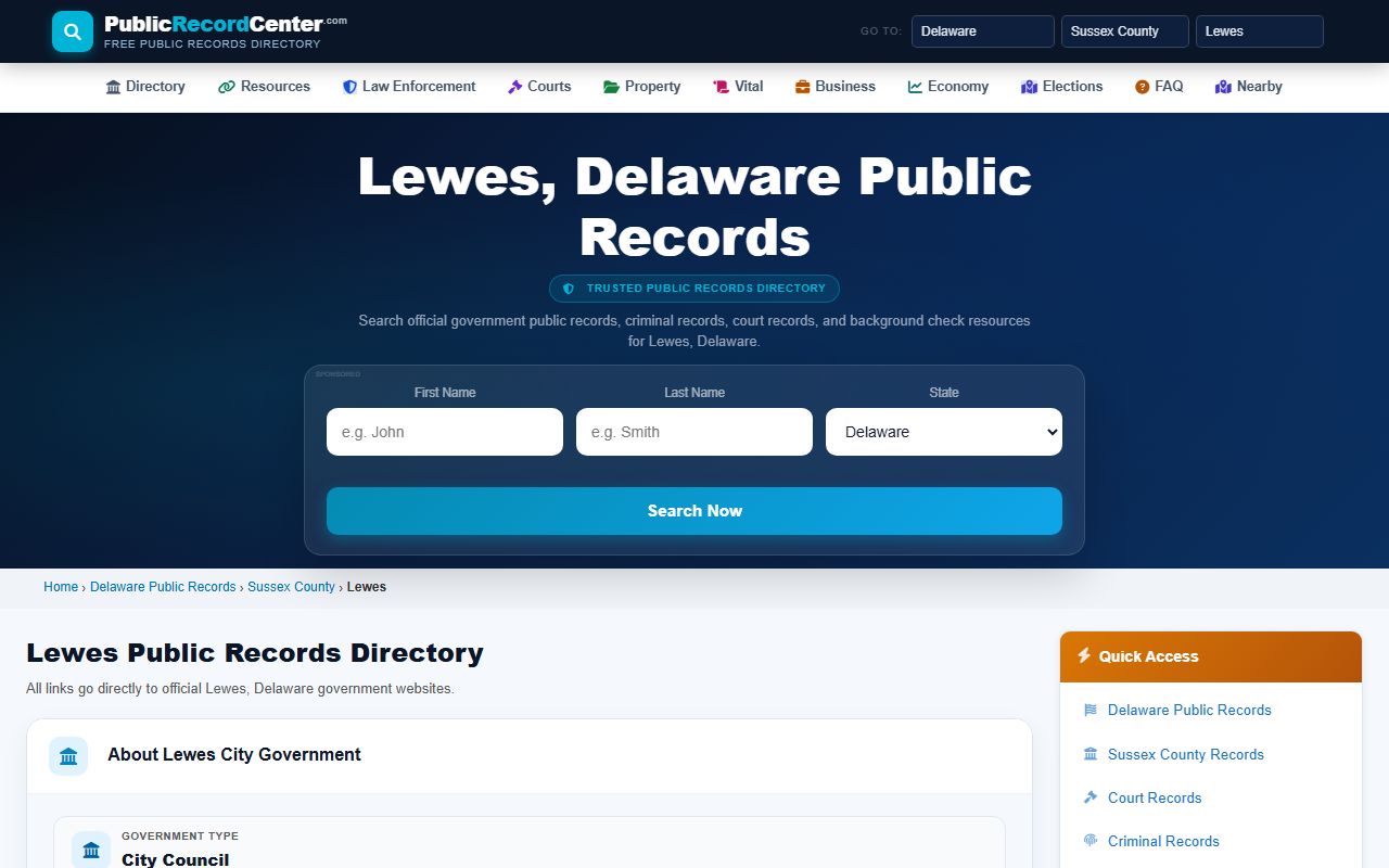 Lewes Criminal Court Records public records directory
