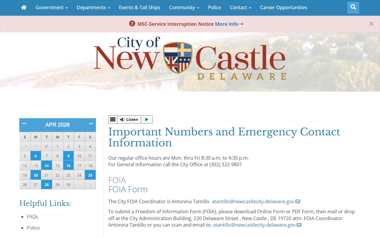 New Castle Criminal Court Records important contact information