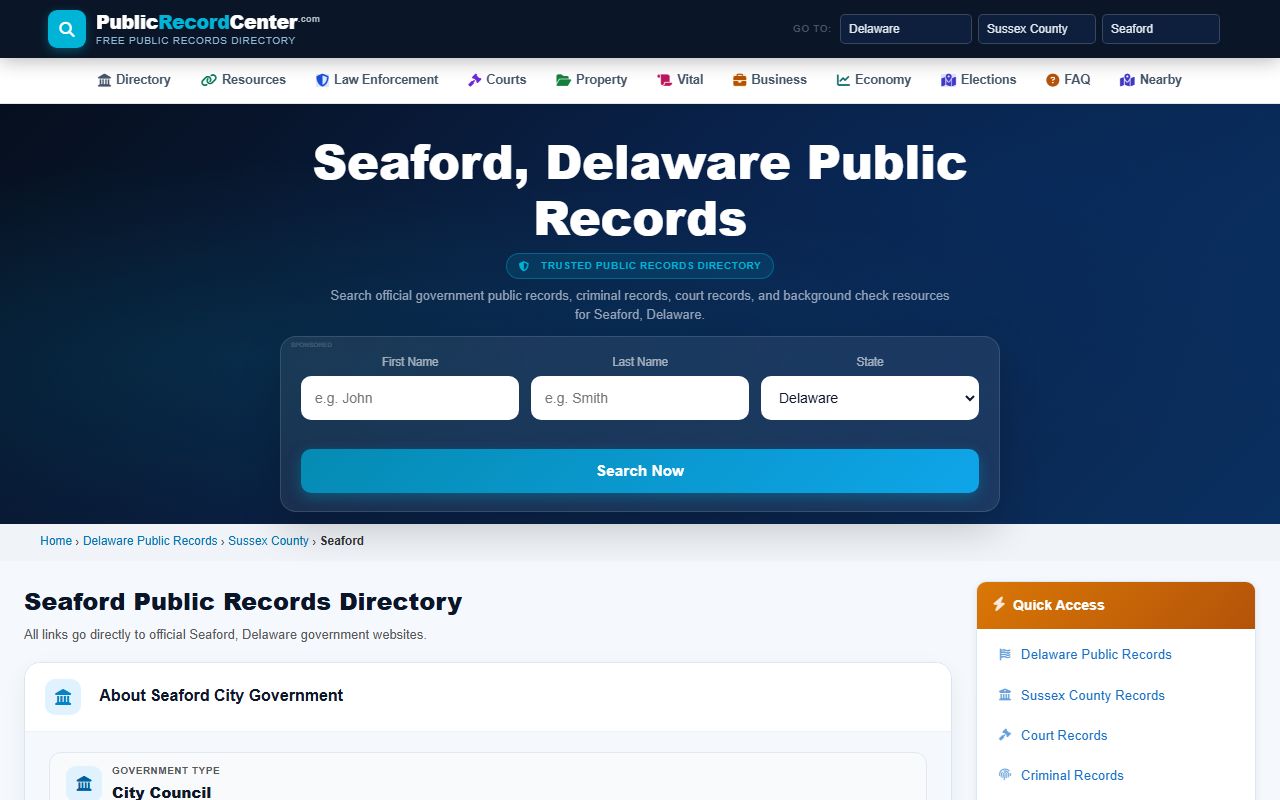 Seaford Criminal Court Records public records directory