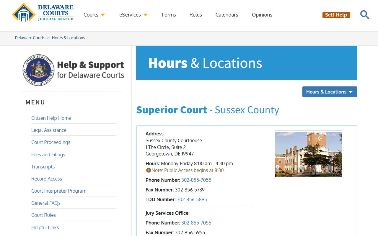 Sussex County Criminal Court Records Superior Court Georgetown