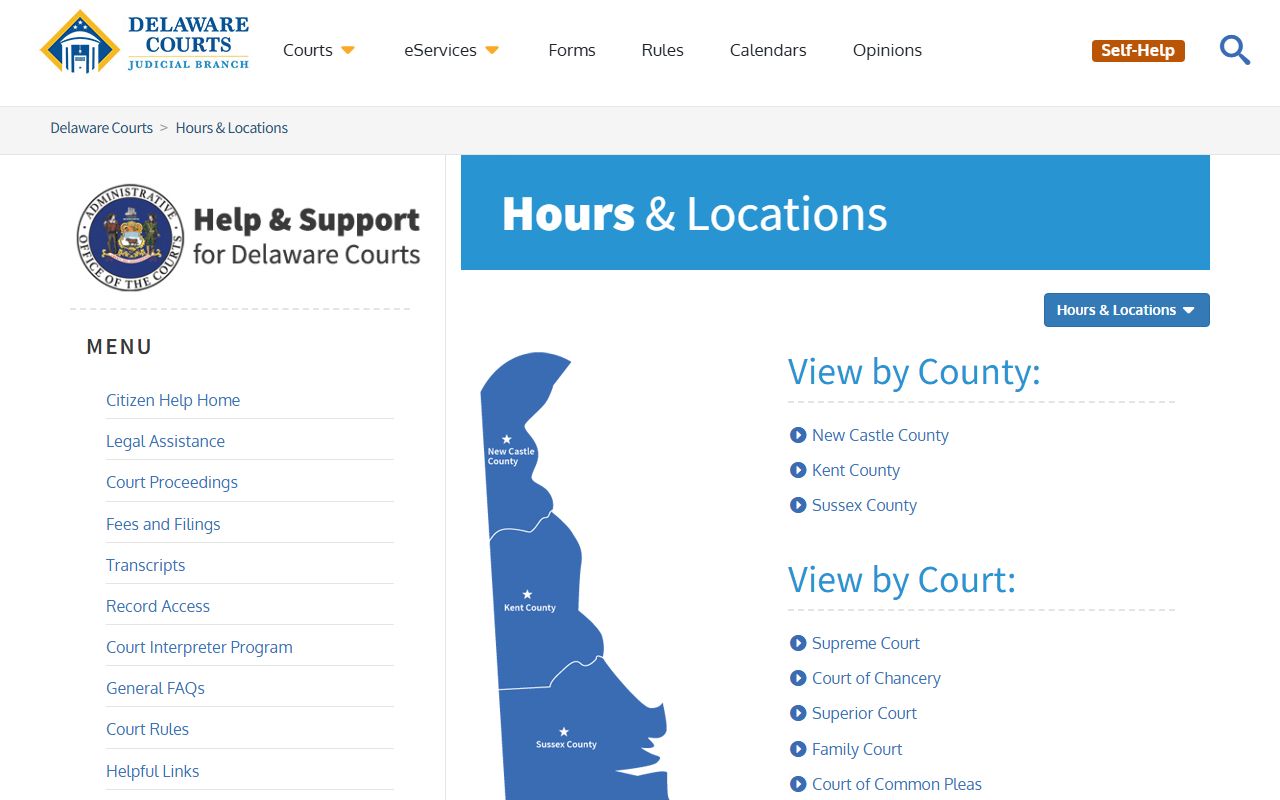 Delaware Criminal Court Records court locations statewide