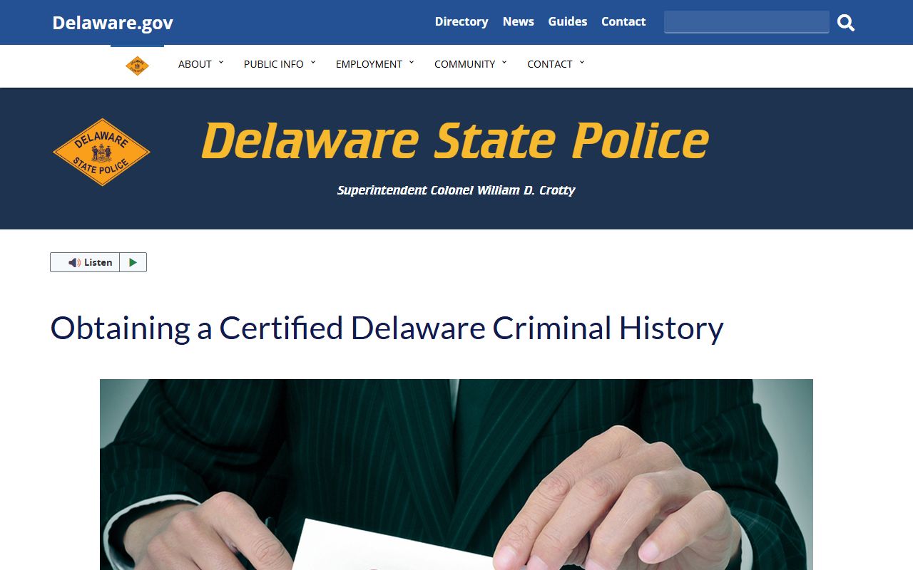 Delaware Criminal Court Records State Bureau of Identification